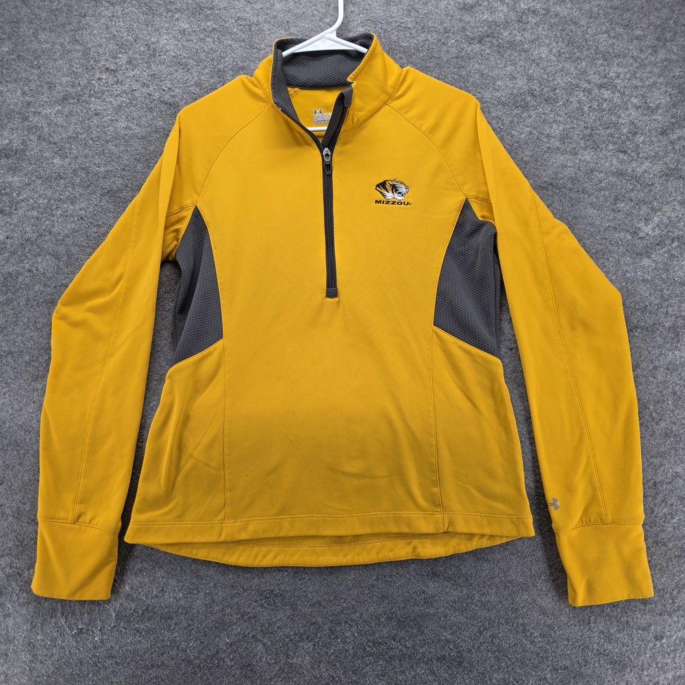 Missouri Tigers Sweatshirt Womens L Gold NCAA Football Under Armour ColdGear
